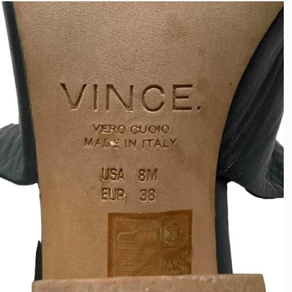 Vince Faye Black Leather Open Toe Cut Out Heel Ankle Booties - Size 8 EU 38 - Picture 9 of 9